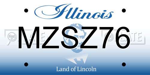 MZSZ76 Illinois License Plate