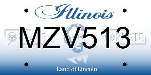 MZV513 Illinois License Plate