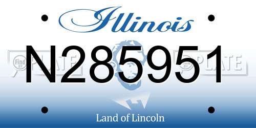 N285951 Illinois License Plate