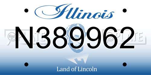 N389962 Illinois License Plate