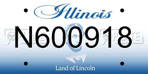 N600918 Illinois License Plate