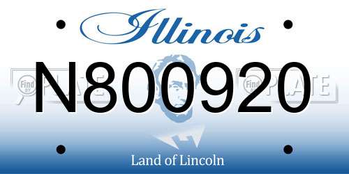 N800920 Illinois License Plate