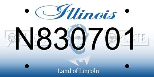 N830701 Illinois License Plate