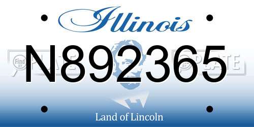 N892365 Illinois License Plate