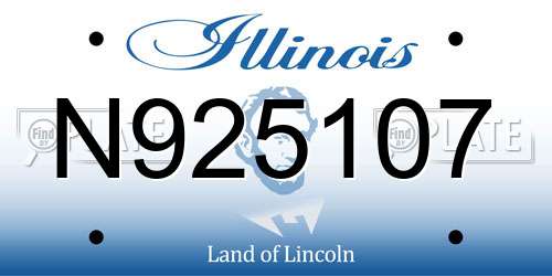 N925107 Illinois License Plate