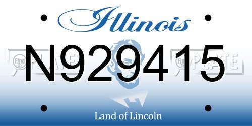 N929415 Illinois License Plate