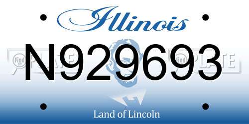N929693 Illinois License Plate