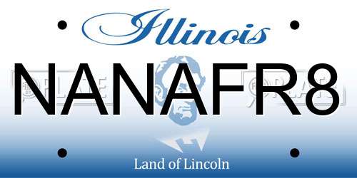 NANAFR8 Illinois License Plate