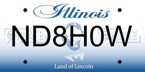 ND8H0W Illinois License Plate