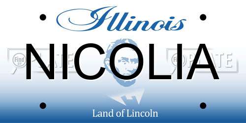 NICOLIA Illinois License Plate