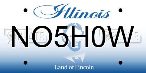 NO5H0W Illinois License Plate