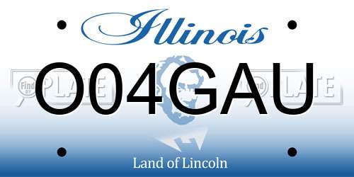 O04GAU Illinois License Plate