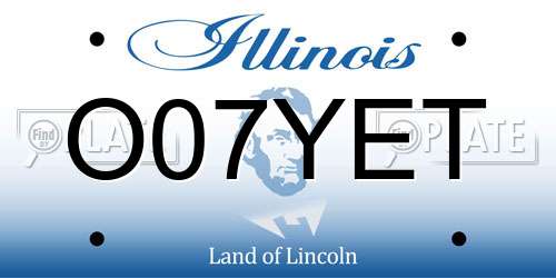 O07YET Illinois License Plate