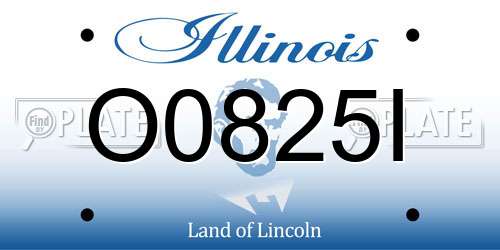 O0825I Illinois License Plate