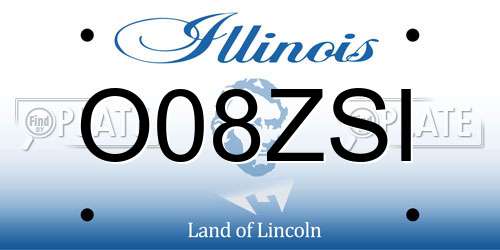 O08ZSI Illinois License Plate