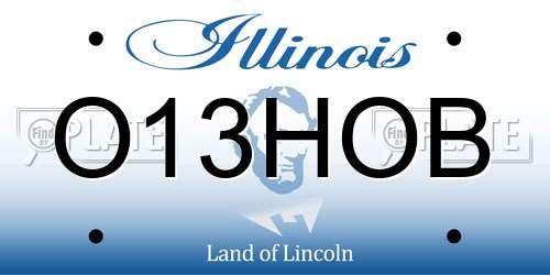 O13HOB Illinois License Plate