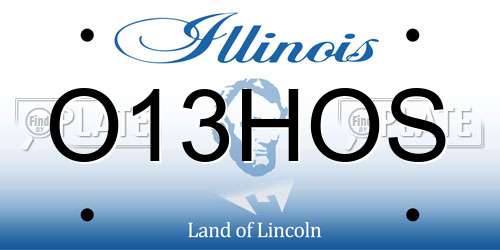 O13HOS Illinois License Plate