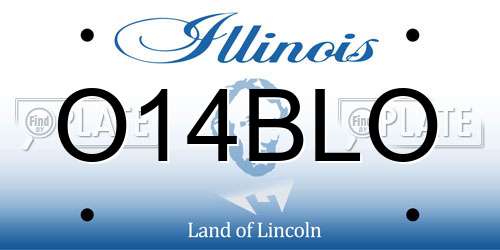 O14BLO Illinois License Plate