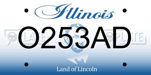 O253AD Illinois License Plate