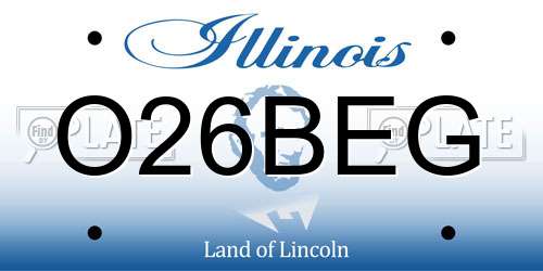 O26BEG Illinois License Plate