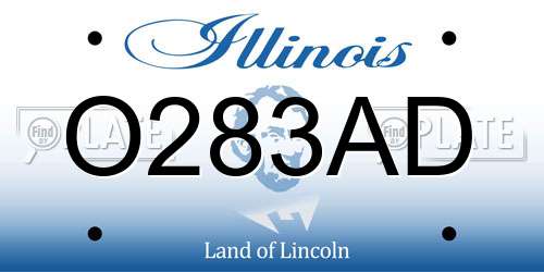 O283AD Illinois License Plate