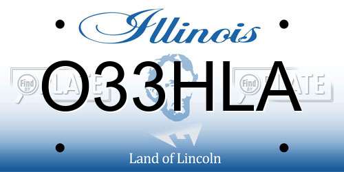 O33HLA Illinois License Plate