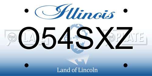 O54SXZ Illinois License Plate