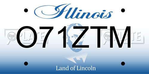 O71ZTM Illinois License Plate