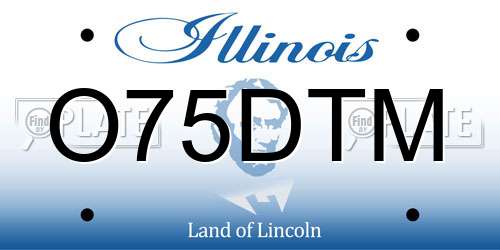 O75DTM Illinois License Plate