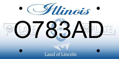 O783AD Illinois License Plate