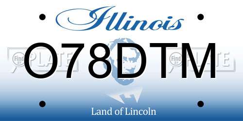 O78DTM Illinois License Plate