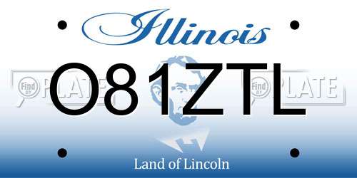O81ZTL Illinois License Plate