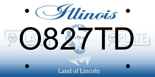 O827TD Illinois License Plate