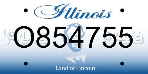 O854755 Illinois License Plate
