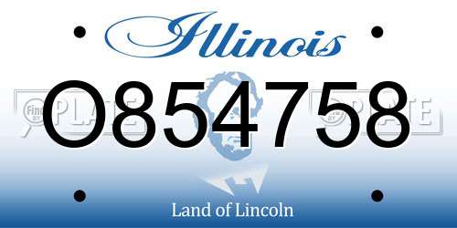 O854758 Illinois License Plate
