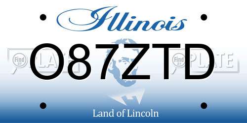 O87ZTD Illinois License Plate