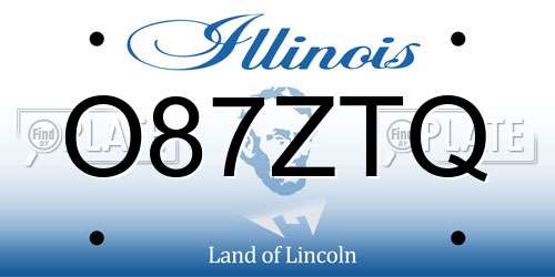O87ZTQ Illinois License Plate