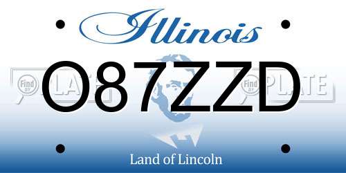 O87ZZD Illinois License Plate