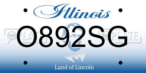 O892SG Illinois License Plate
