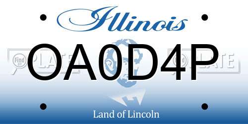 OA0D4P Illinois License Plate