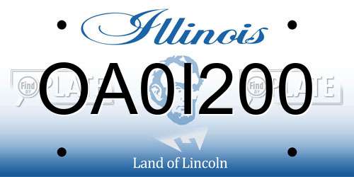 OA0I200 Illinois License Plate