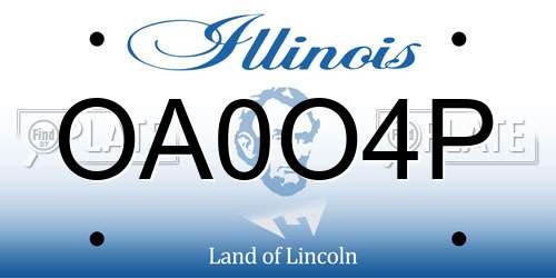 OA0O4P Illinois License Plate
