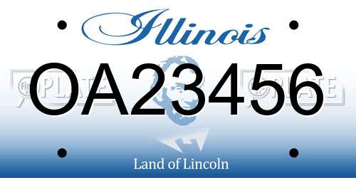 OA23456 Illinois License Plate