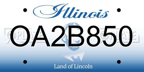 OA2B850 Illinois License Plate
