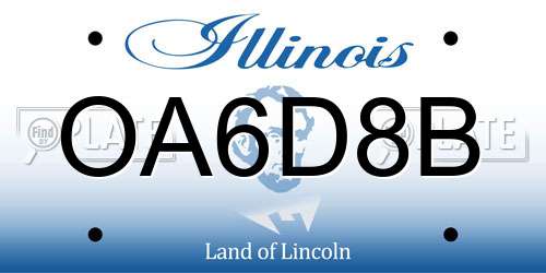 OA6D8B Illinois License Plate