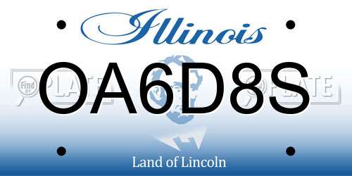 OA6D8S Illinois License Plate