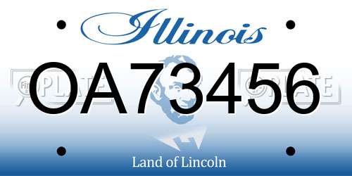 OA73456 Illinois License Plate