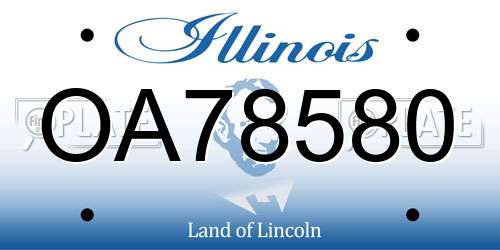 OA78580 Illinois License Plate