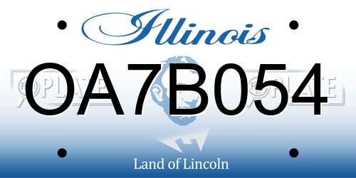 OA7B054 Illinois License Plate