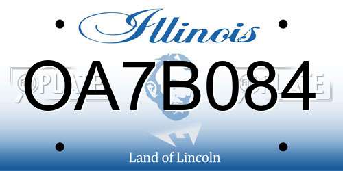 OA7B084 Illinois License Plate
